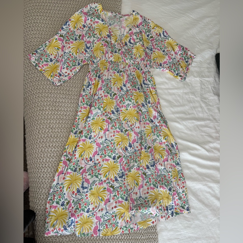 Boden Flamingo Print Midi Dress
